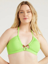 Bikini Swim Top Green Size Large TIME and TRU Brand 19 NWT
