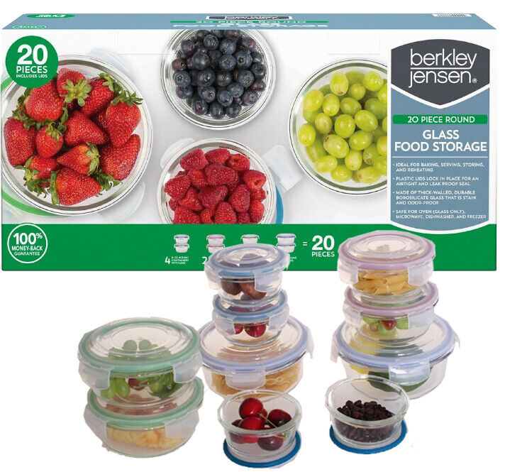 Berkley Jensen 16 pc. Round Glass Food Storage Set with Airtight