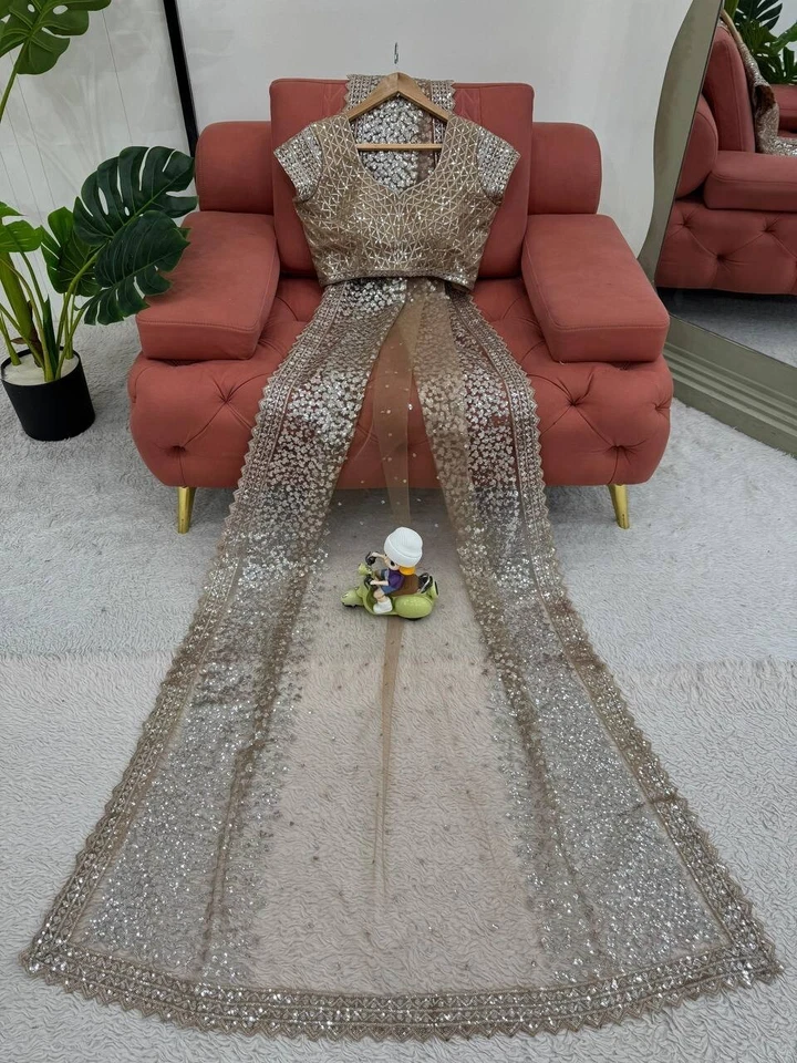 Reception Wear Soft Net Saree With Blouse For Women And Girls - Image 2 of 4