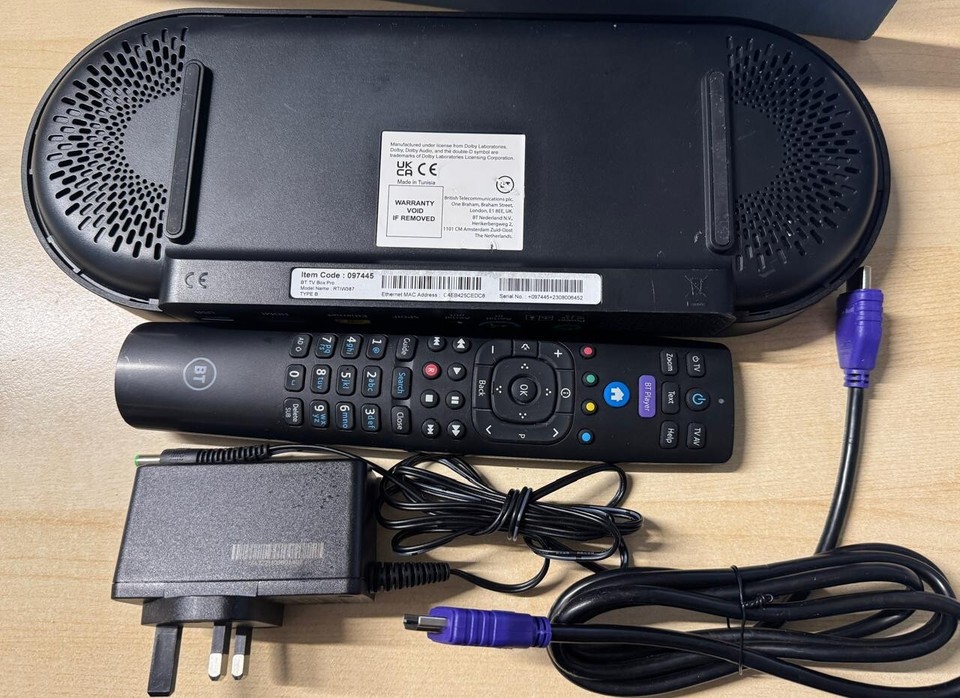BT TV BOX PRO RTIW387 TYPE B 097445 WIRELESS FREEVIEW UHD RECORDER WITH ...