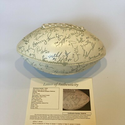 オールドティファニー 希少 サッカー ボール キーリング 1993 S42fe 1985 Oklahoma Sooners National Champions Team Signed Football Troy