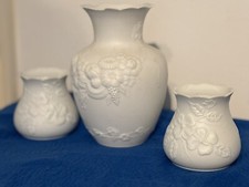 Kaiser Bisque Porcelain Vase & Candle Holders With Floral Swag Details