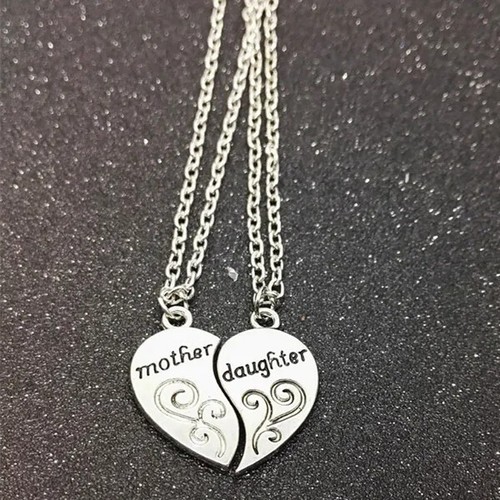 Mother Daughter Necklace Set – Matching Heart Pendant Jewelry Gift Love - Picture 8 of 10