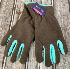 CHEROKEE Youth Girls 8-16 Brown Aqua Fleece Winter Gloves 100 Polyester NWT NEW