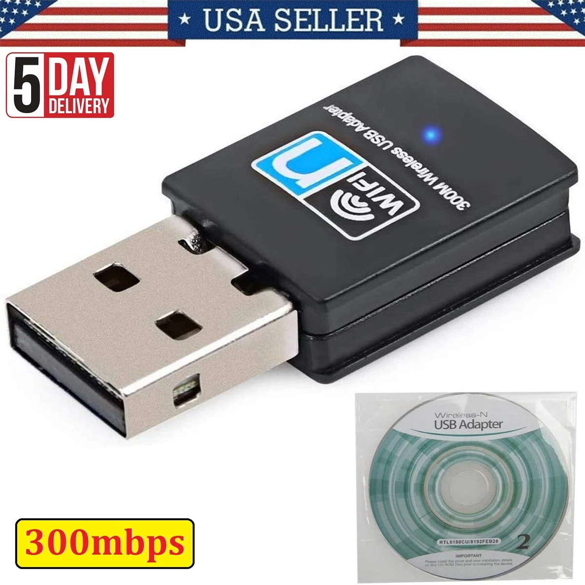 Receptor Adaptador Wifi Para Pc Laptop Usb Antena 300 Mbps