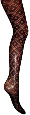 Damen-Strumpfhose schwarz Rauten Einheitsgröße Hüfte 36'' - 42'' Strumpfhose Rautenmuster