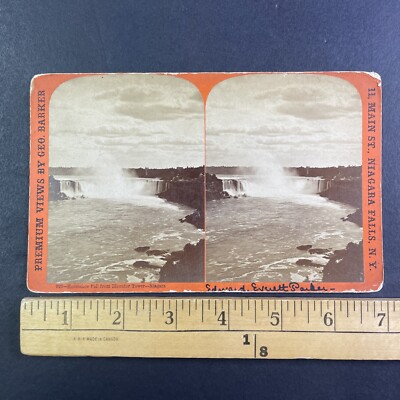 Niagara Falls from Elevator Tower Stereoview George Barker Antique c1870s Y14498