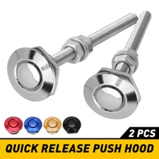 Silver Push Button Quick Release Hood Bonnet Pins Lock Clip Car Bumper Latch Kit