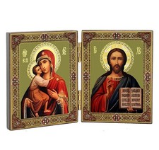 Cristo Maestro Virgen y Niño Icono Díptico Feodorovskaya Madre de Dios