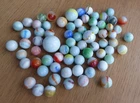 Job Lot 68 Vintage Milk Glass Marbles including a Shooter