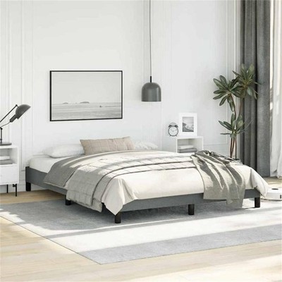 Bowery Hill Contemporary Engineered Wood Queen Bed Frame in Dark Gray