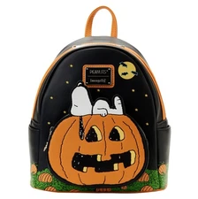 New Loungefly Peanuts Snoopy Great Pumpkin Mini Backpack Glow-in-Dark Halloween