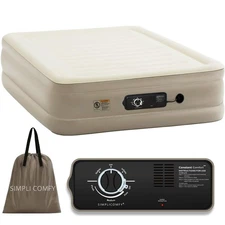 Simpli Comfy 18” Queen Inflatable Air Mattress with Built-in Dual Pump, Adjus...