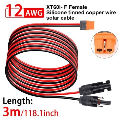 12 AWG 10ft XT60i Female to Solar Connector Solar Panel Extension Charging Cable