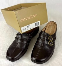 New in Box Naturalizer Brown Leather Slip On Shoes 8M Valeska Mules 2 Buckels