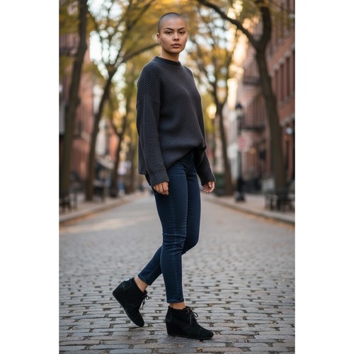 Stivaletti stringati TOMS donna Desert zeppa neri neri US 9 scamosciati - Foto 8 di 8