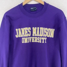 James Madison University Sweatshirt JMU Dukes VA Fleece Pullover Purple Adult S