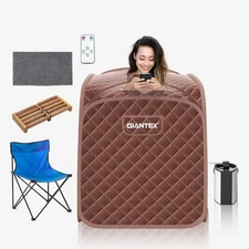 Costway Portable Personal Steam Sauna Spa w/3L Blast-proof Steamer Chair Coffee
