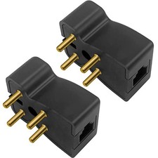 2 Pack 4 Prong Phone Jack Adapter to RJ11 Female Jack Connector