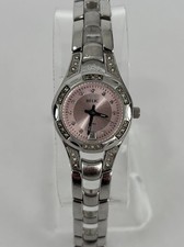 Relic 25mm Silver Tone Pink Dial Date Quartz Watch w/Bracelet New Battery