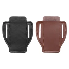 Leather Pocket Knife Sheath 4.7" x 3.8" for EDC Folding Knife, Black, Dark Brown