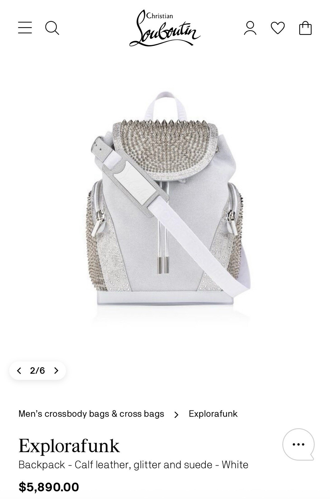 Christian Louboutin Explorafunk Backpack Leather Glitter Suede Spikes Rhinestone image 2