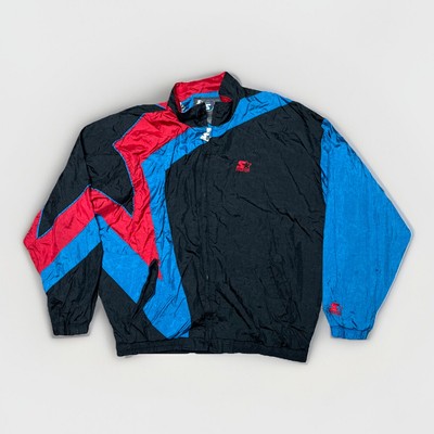 Vintage 90's Starter S2 Stars Black Red Blue Windbreaker Jacket