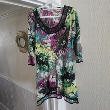 Per Una Floral Mesh Mini Dress Purple Black Green Summer Holiday Fairy Boho 14