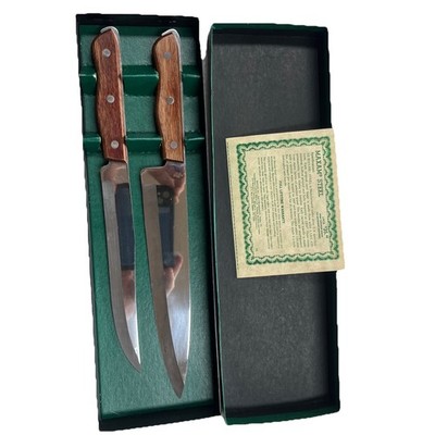 Vtg Maxam Precision Hollow Ground Stainless Steel Knife Set of 2 Made Japan Exc