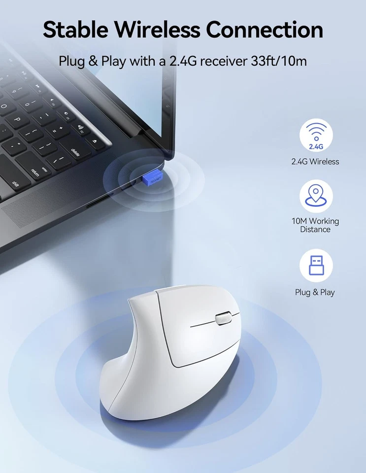 TECKNET Ergonomic Wireless Vertical Mouse Rechargeable Silent Right-Hand - Image 4 of 4
