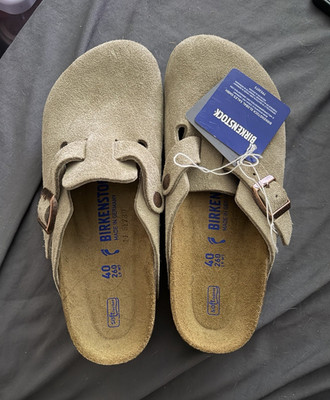 Birkenstock Boston BS Taupe Suede Soft Footbed Clogs EU 40 US 9 Narrow 0560773