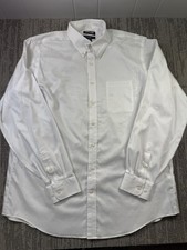 Kirkland Signature Dress Shirt Mens 17 36/37 White Solid Traditional Non Iron LS