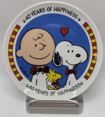 SNOOPY PEANUTS CHARLIE BROWN Vintage Porcelain WILLITTS ANNIVERSARY Plate 1990