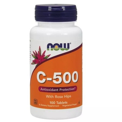 NOW FOODS, VITAMIN C-500 Hagebutten Immunsystems 100 Tabletten SUPER PREIS