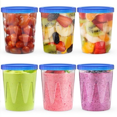Reusable Freezer Storage Containers [UNIQUE INNOVATIVE DESIGN] 6 Pack-32 Oz A...