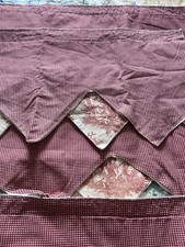 VTG Red Cream Toiled Valances (4) Checkered Pointed FrenchCountry Farm