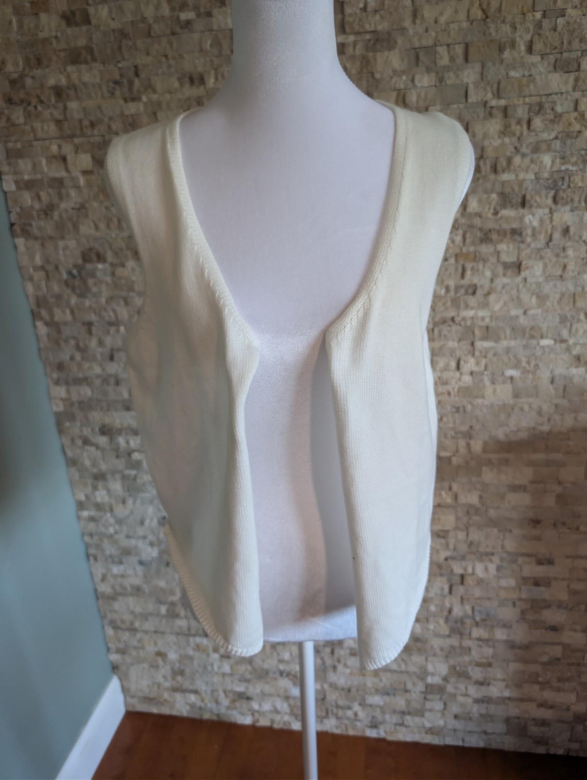 White Sweater Crop Top Vest Open Front Festival Boho Beach Core Hamptons Coastal image 2