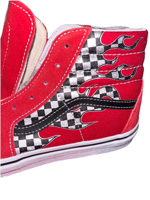 Vans SK8-Hi reflect check flame racing skateboard shoes men7/women 8.5/Jrs 7