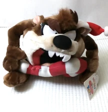 Vintage Applause Tazmanian Devil Taz w/ Candy Cane Christmas Plush 1994 w/ Tag
