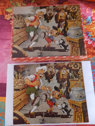 ancien puzzle en bois de 30 pieces de pinochio