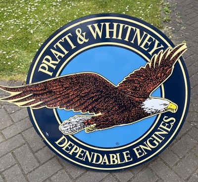 Klassisches Pratt & Whitney Schild 35/40 Zoll Holz Mann Höhle Luftfahrt Vintage groß