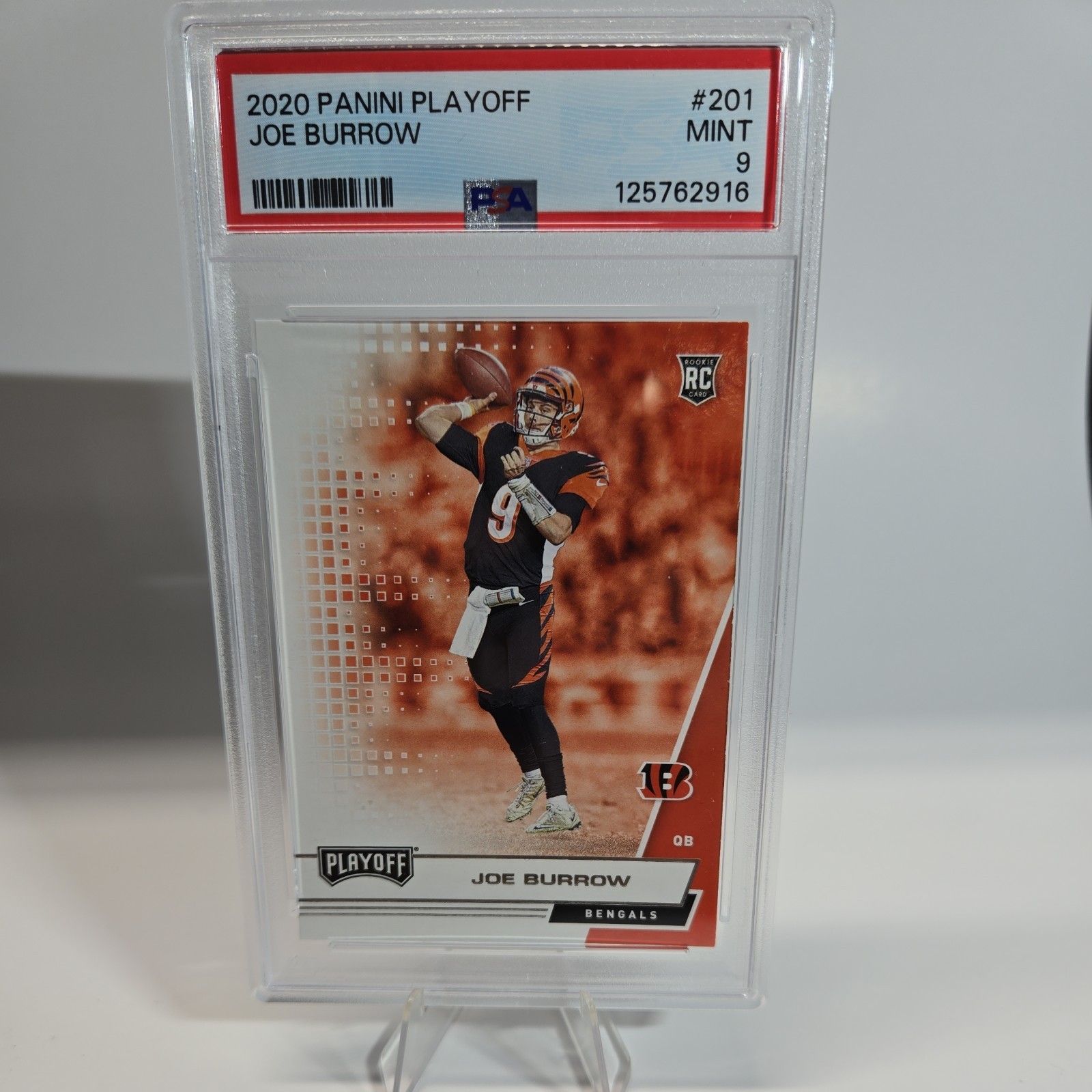2020 Panini Playoff - Joe Burrow #201 (RC) Rookie Card - PSA 9 MINT