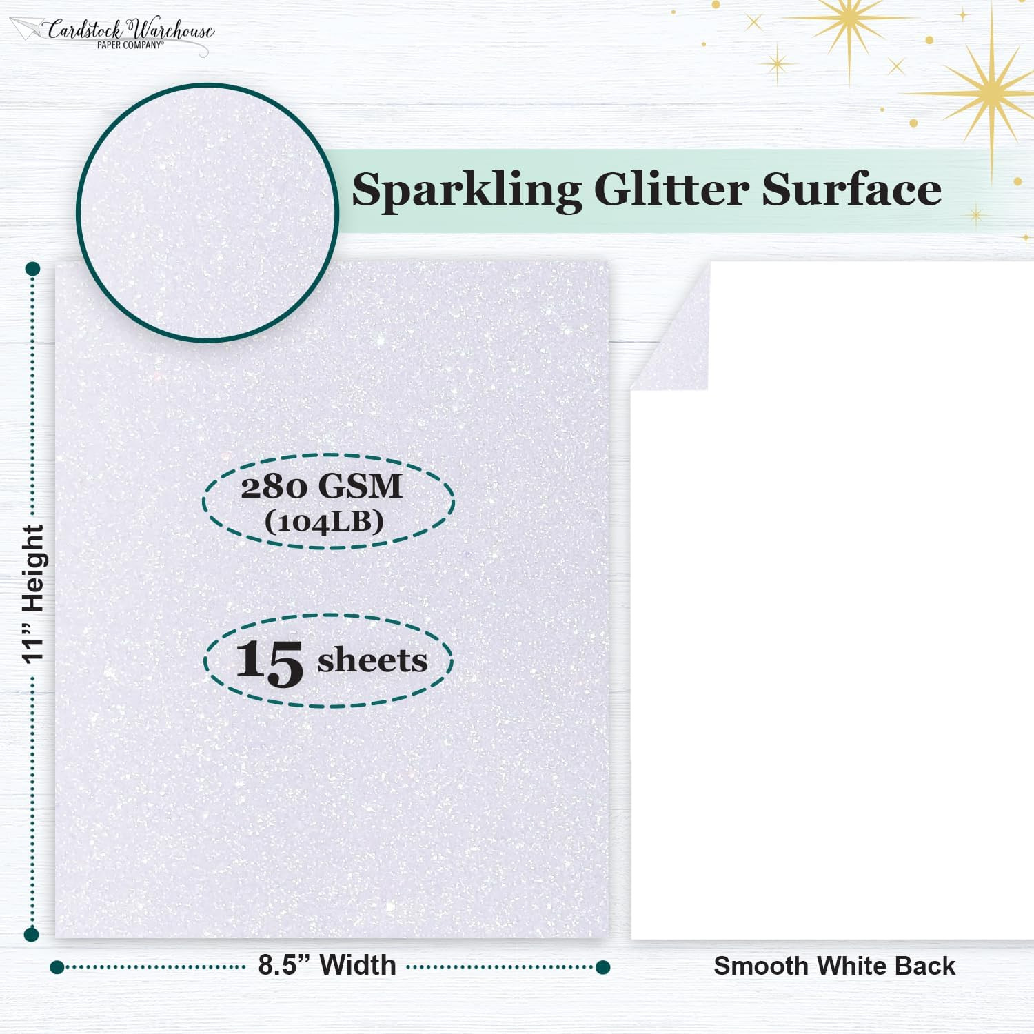 Cardstock Warehouse Diamond Print Inkjet Glitter - Premium White Glitter Cardsto