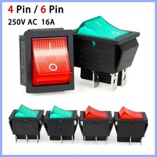 KCD4 2 Position Rectangular Rocker Switch 4 Pin 6 Pin 250VAC 16A Latching ON/OFF