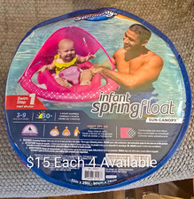 SwimWays Infant Spring Float Sun Canopy, Pink, Ages 3-9 Months