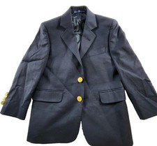 Boys Michael Kors Navy Blue Wool Blazer Sport Coat Gold Buttons Size 5