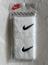 Pulseras Swoosh bordadas vintage Nike baloncesto tenis blancas hechas en EE. UU.