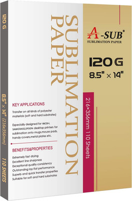 Sublimation Paper 8.5X14 Inch 120GSM, 110 Sheets - Compatible with Inkjet Printe