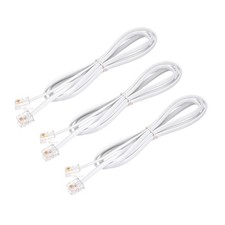 Phone Cord 3.28FT Telephone Cable Phone Line Cord RJ11 6P4C Plugs White 3pcs