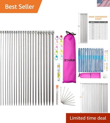 Beginner to Expert Knitting Needle Set, 22PCS with Stitch Markers & Measure Tape